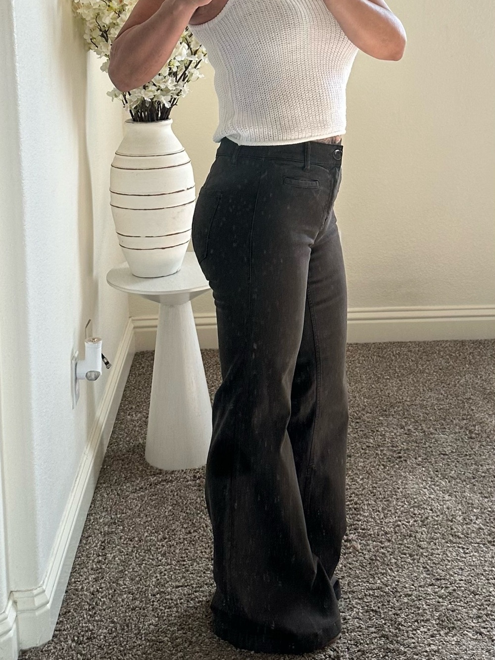Level 99 Black High-Rise Wide-Leg Flare Jeans